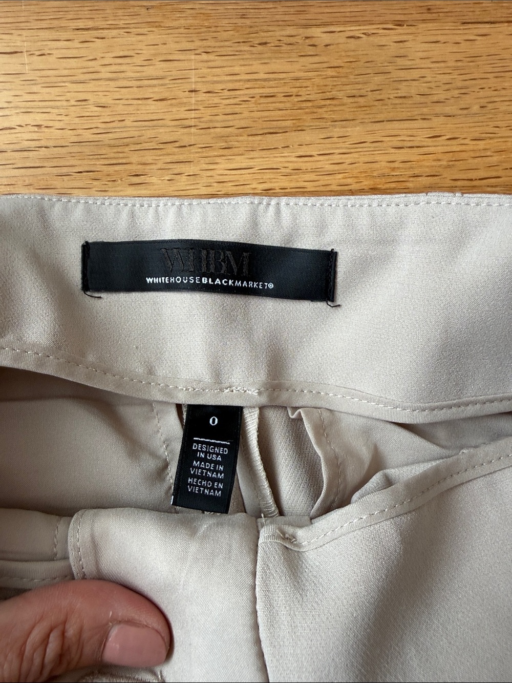 White House Black Market Cream High-Waist Buckle Detail Shorts - Picture 3 of 7